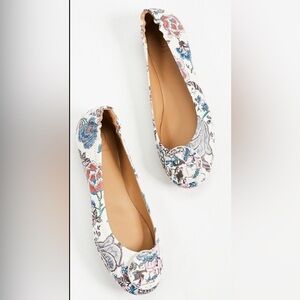 Tory Burch MINNIE Travel Ballet Flats w Logo Happy Times